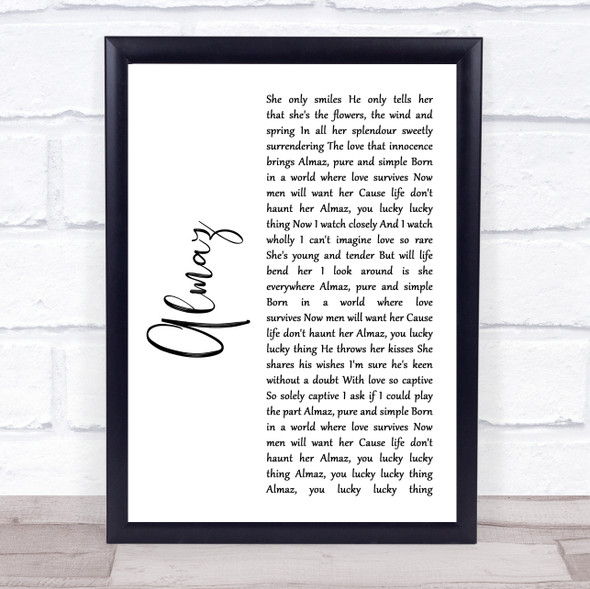 Randy Crawford Almaz White Script Song Lyric Quote Music Framed Print