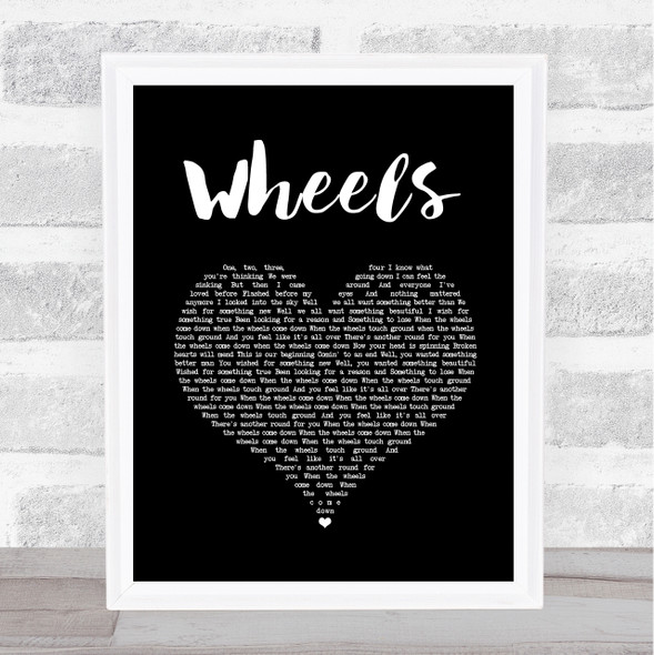 Foo Fighters Wheels Black Heart Song Lyric Quote Music Framed Print