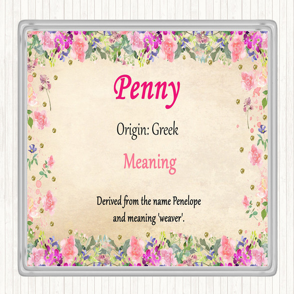 Penny Name Meaning Coaster Floral