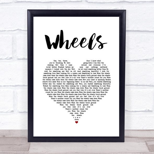Foo Fighters Wheels White Heart Song Lyric Quote Music Framed Print