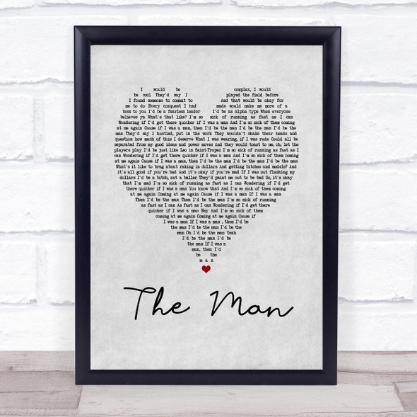 Taylor Swift The Man Grey Heart Song Lyric Quote Music Framed Print