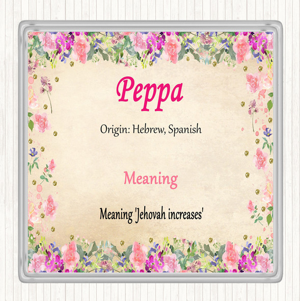 Peppa Name Meaning Coaster Floral