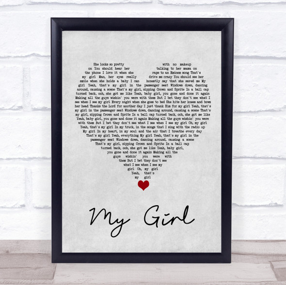 Dylan Scott My Girl Grey Heart Song Lyric Quote Music Framed Print