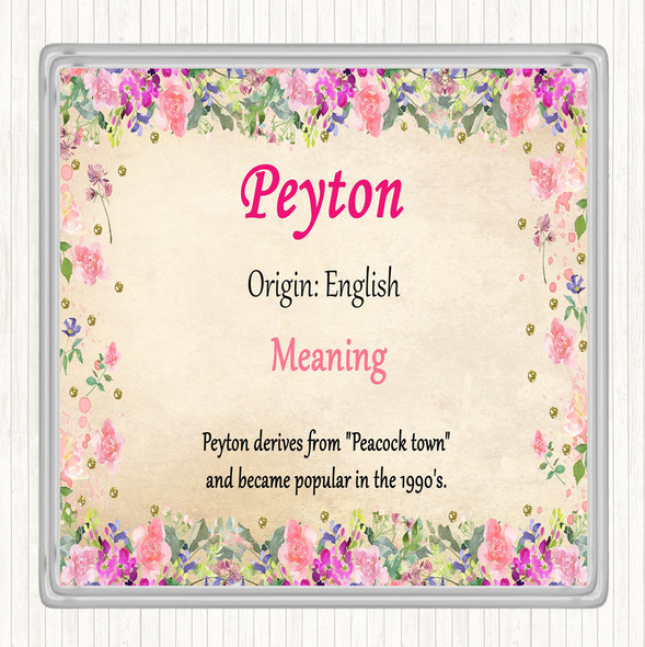 Peyton Name Meaning Coaster Floral