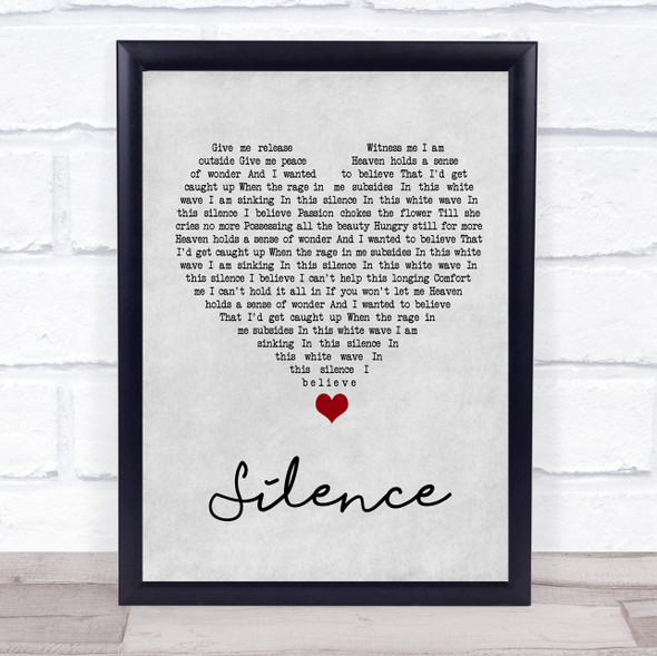 Delerium Silence Grey Heart Song Lyric Quote Music Framed Print