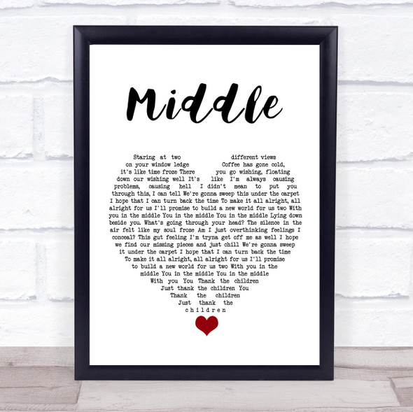 DJ Snake Middle White Heart Song Lyric Quote Music Framed Print