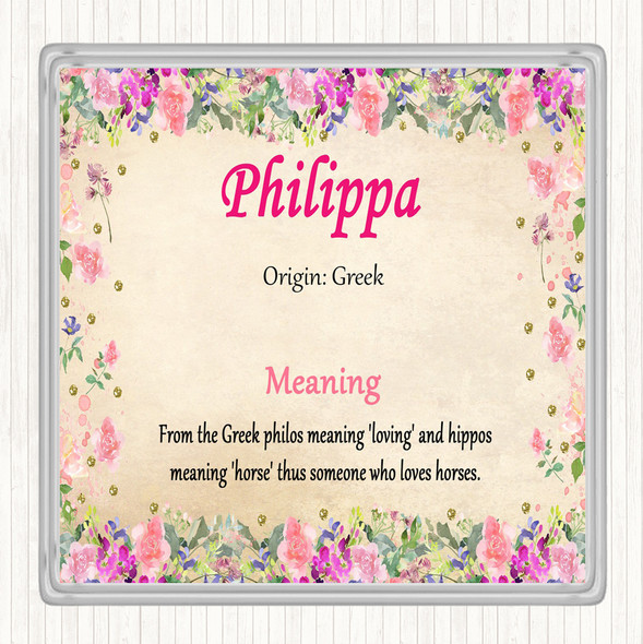 Philippa Name Meaning Coaster Floral