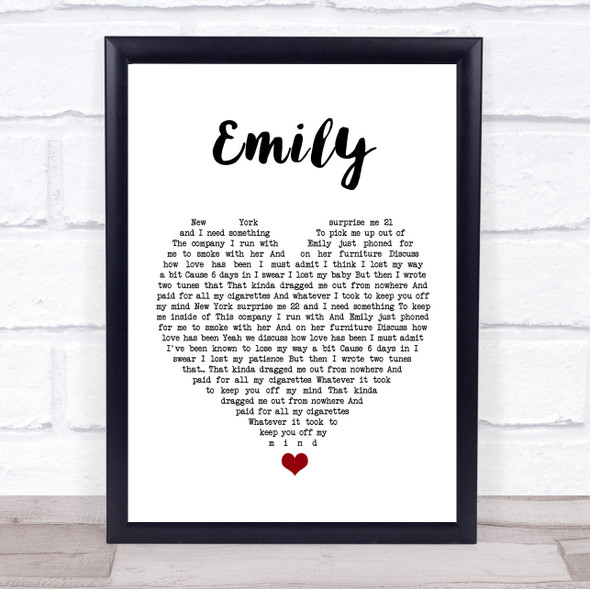 Catfish And The Bottlemen Emily White Heart Song Lyric Quote Music Framed Print