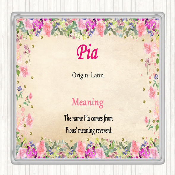 Pia Name Meaning Coaster Floral