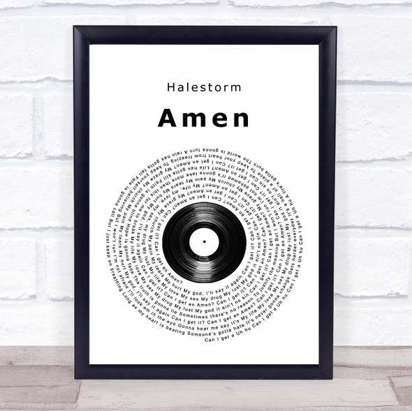 Halestorm Amen Vinyl Record Song Lyric Quote Music Framed Print