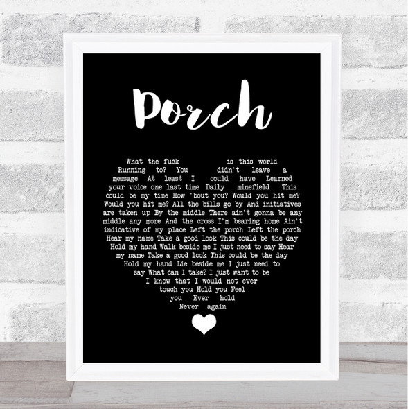 Pearl Jam Porch Black Heart Song Lyric Quote Music Framed Print