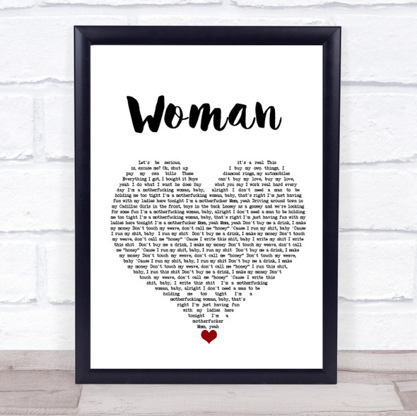 Kesha Woman White Heart Song Lyric Quote Music Framed Print