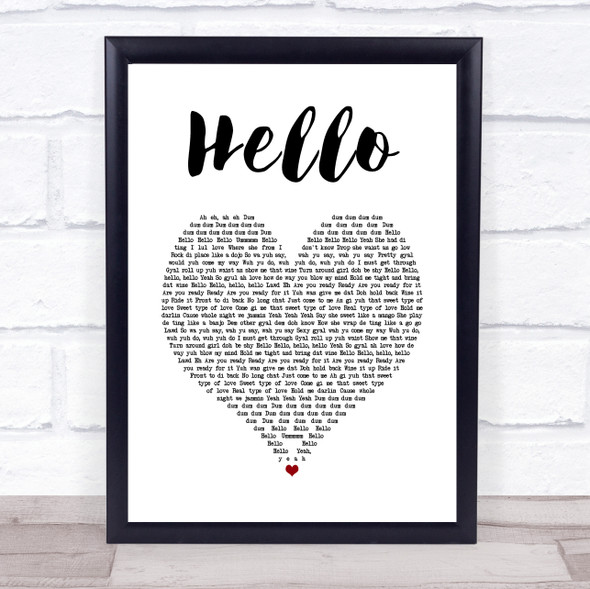 Kes Hello White Heart Song Lyric Quote Music Framed Print