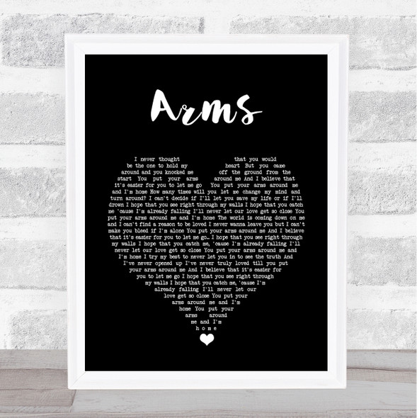 Christina Perri Arms Black Heart Song Lyric Quote Music Framed Print