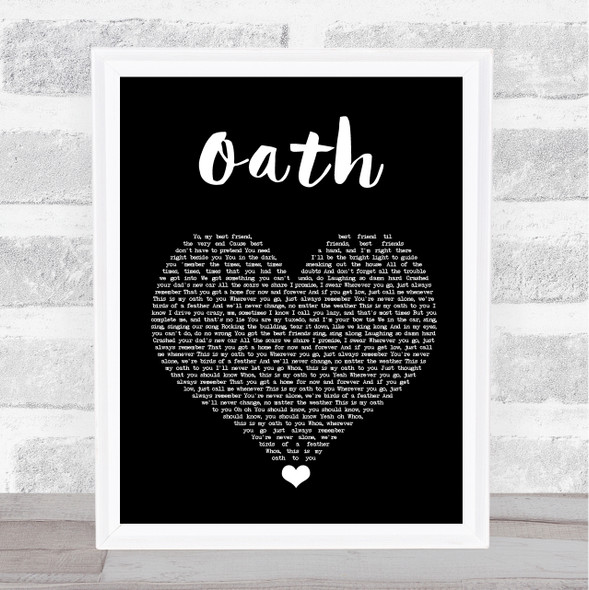 Cher Lloyd Oath Black Heart Song Lyric Quote Music Framed Print