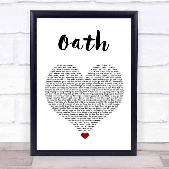 Cher Lloyd Oath White Heart Song Lyric Quote Music Framed Print