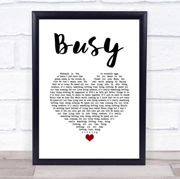 Olly Murs Busy White Heart Song Lyric Quote Music Framed Print