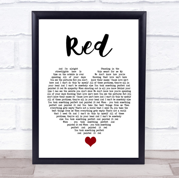 Daniel Merriweather Red White Heart Song Lyric Quote Music Framed Print