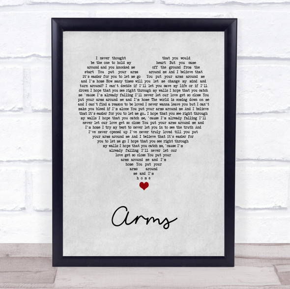 Christina Perri Arms Grey Heart Song Lyric Quote Music Framed Print