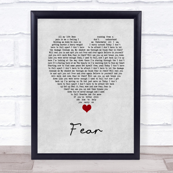 Blue October Fear Grey Heart Song Lyric Quote Music Framed Print