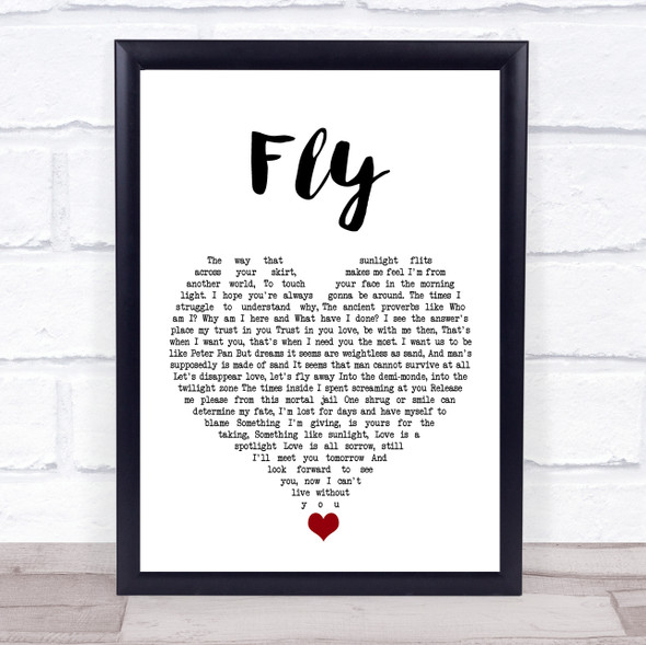 The Jam Fly White Heart Song Lyric Quote Music Framed Print