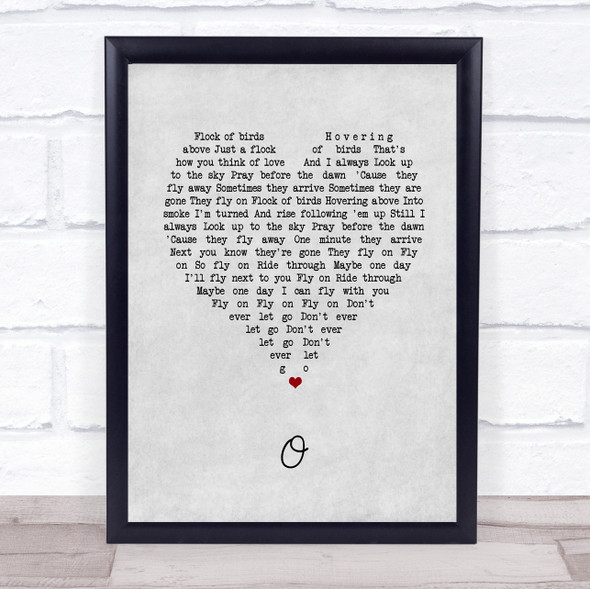 Coldplay O Grey Heart Song Lyric Quote Music Framed Print