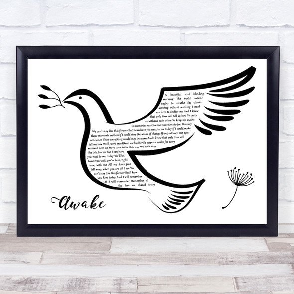 Josh Groban Awake Black & White Dove Bird Song Lyric Wall Art Print