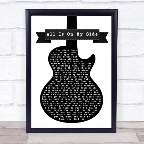 Sam Fender All Is On My Side Black & White Guitar Song Lyric Wall Art Print