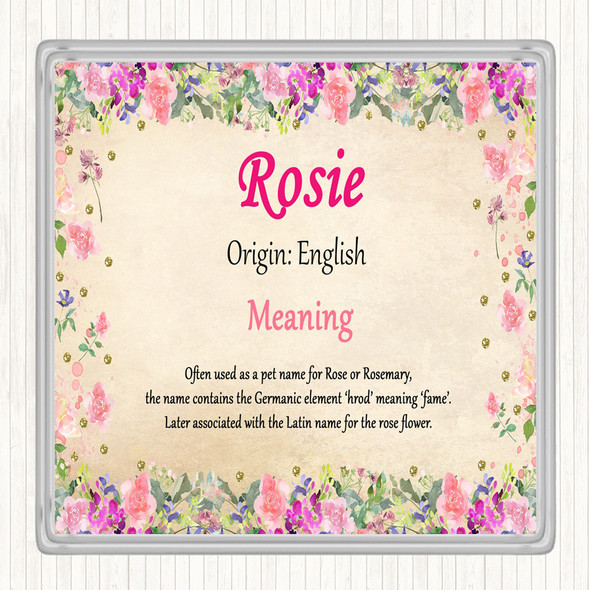 Rosie Name Meaning Coaster Floral