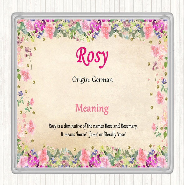 Rosy Name Meaning Coaster Floral