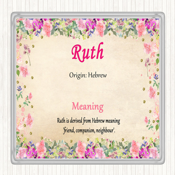 Ruth Name Meaning Coaster Floral