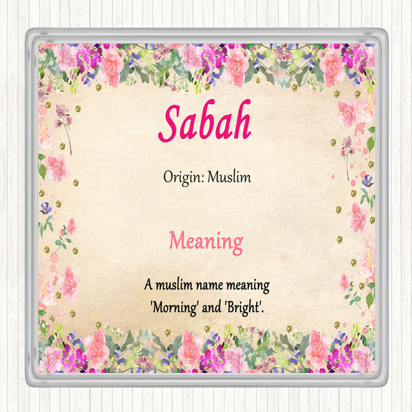 Sabah Name Meaning Coaster Floral