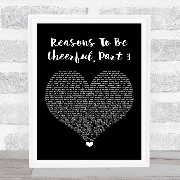 Ian Dury & The Blockheads Reasons To Be Cheerful, Part 3 Black Heart Song Lyric Wall Art Print