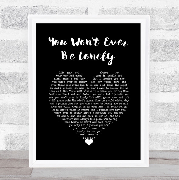 Andy Griggs You Won't Ever Be Lonely Black Heart Song Lyric Wall Art Print