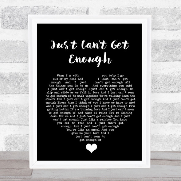 Depeche Mode Just Can't Get Enough Black Heart Song Lyric Wall Art Print