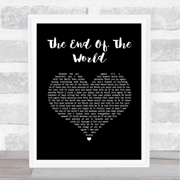 Billie Eilish The End Of The World Black Heart Song Lyric Wall Art Print