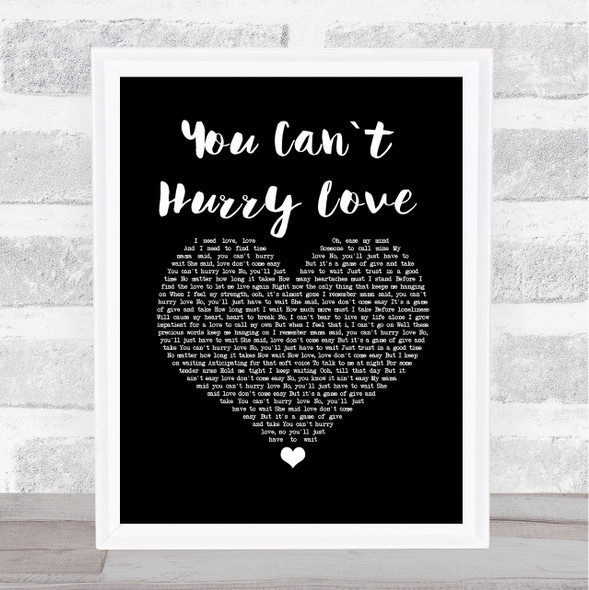 Phil Collins You Can`t Hurry Love Black Heart Song Lyric Wall Art Print