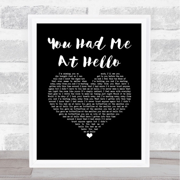 A Day To Remember You Had Me At Hello Black Heart Song Lyric Wall Art Print