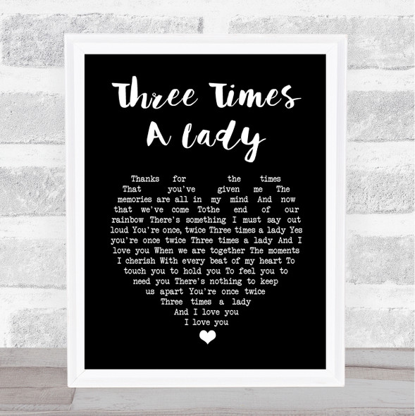 Lionel Richie Three Times A Lady Black Heart Song Lyric Wall Art Print