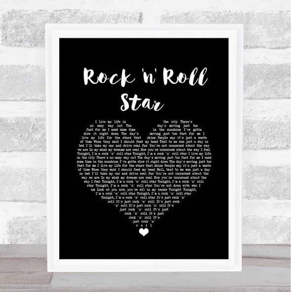 Oasis Rock 'n' Roll Star Black Heart Song Lyric Wall Art Print