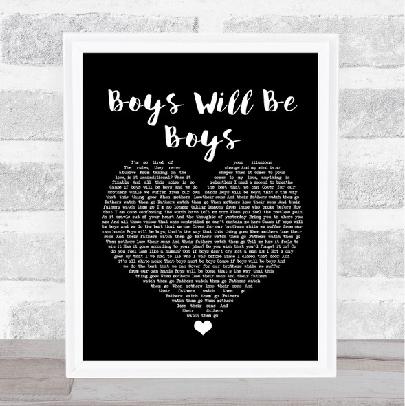Benny Boys Will Be Boys Black Heart Song Lyric Wall Art Print
