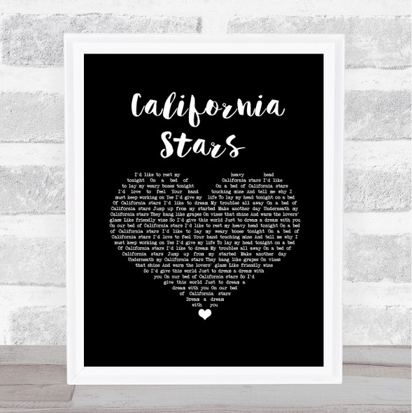 Wilco California Stars Black Heart Song Lyric Wall Art Print