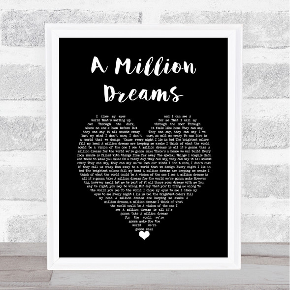 Ziv Zaifman, Hugh Jackman, Michelle Williams A Million Dreams Black Heart Song Lyric Wall Art Print