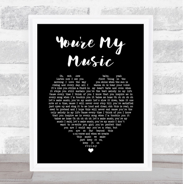 Brian Culbertson You're My Music Black Heart Song Lyric Wall Art Print