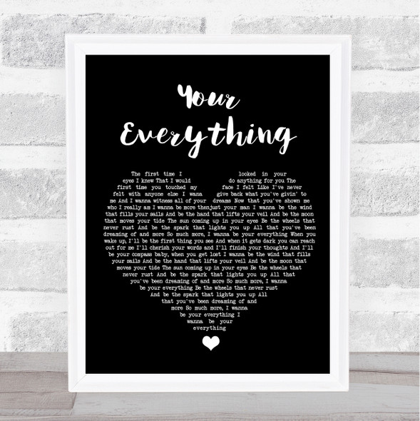 Keith Urban Your Everything Black Heart Song Lyric Wall Art Print