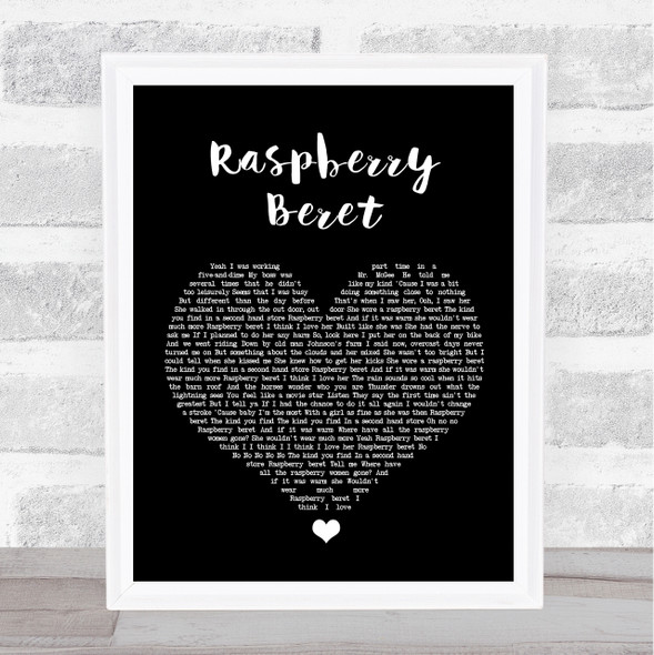 Prince Raspberry Beret Black Heart Song Lyric Wall Art Print