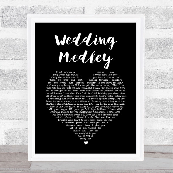 Anthem Lights Wedding Medley Black Heart Song Lyric Wall Art Print