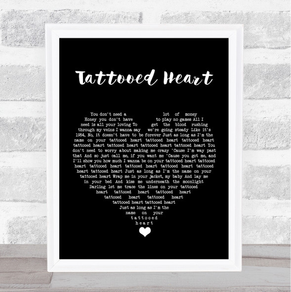 Ariana Grande Tattooed Heart Black Heart Song Lyric Wall Art Print