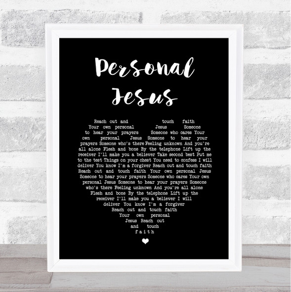 Depeche Mode Personal Jesus Black Heart Song Lyric Wall Art Print