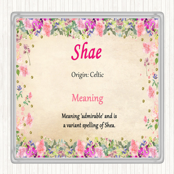 Shae Name Meaning Coaster Floral